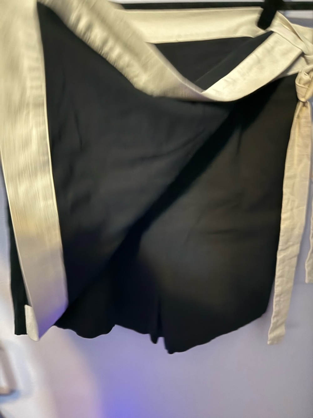 Ava & Viv Black Mini Wrap Skort with Cream Trim and Side Tie - Picture 3 of 6